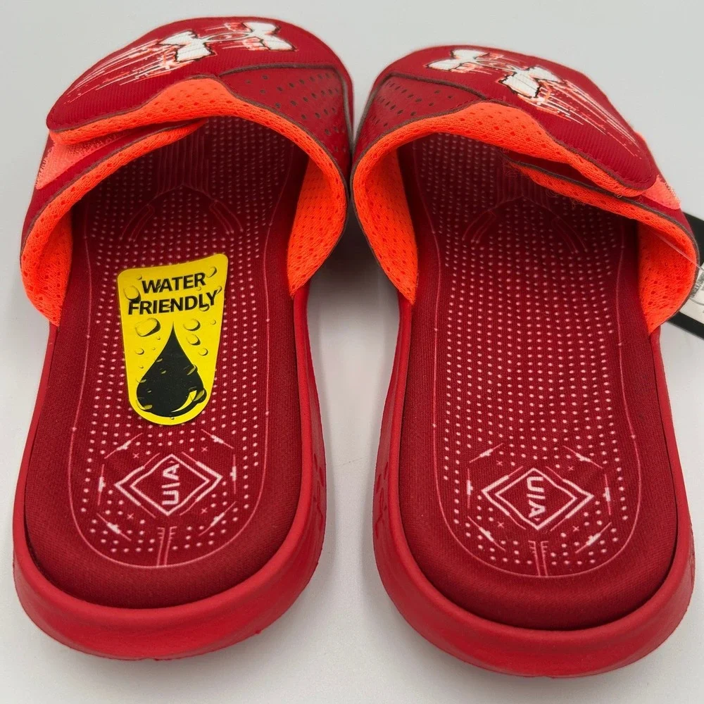 Under Armour UA Y Mercenary SL Slides Youth 4 Red New Water Friendly 3026154-600